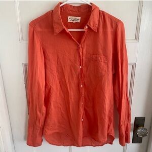 Nili Lotan coral pink button down top size large.